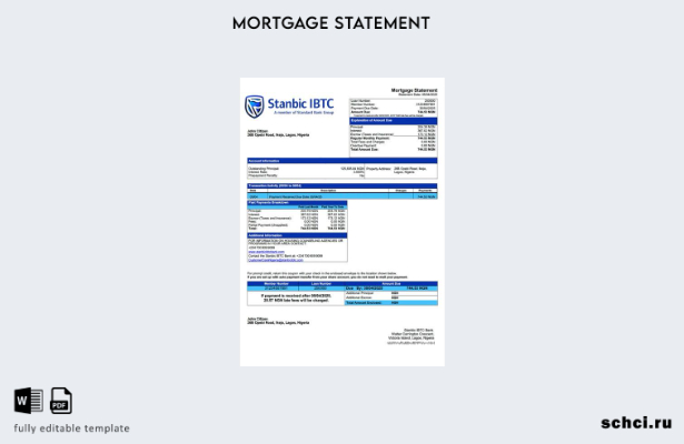 цифровая загрузка Нигерия Stanbic IBTC Bank выписка по ипотеке Word и шаблон PDF